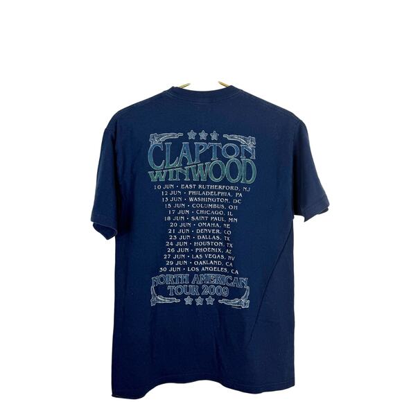 Eric Clapton Steve Winwood 2009 Tour Concert T-Shirt Blur Double-Sided Sz M - Picture 2 of 5